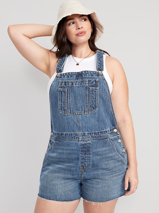 Image number 5 showing, Baggy Cut-Off Jean Shortalls -- 3-inch inseam