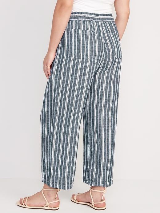 Image number 6 showing, High-Waisted Striped Linen-Blend Wide-Leg Pants