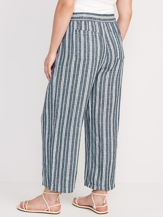 High-Waisted Striped Linen-Blend Wide-Leg Pants | Old Navy