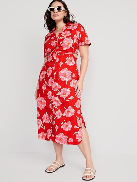 old navy side cut out dress Waist-Defined Crepe Side-Cutout Maxi Dress