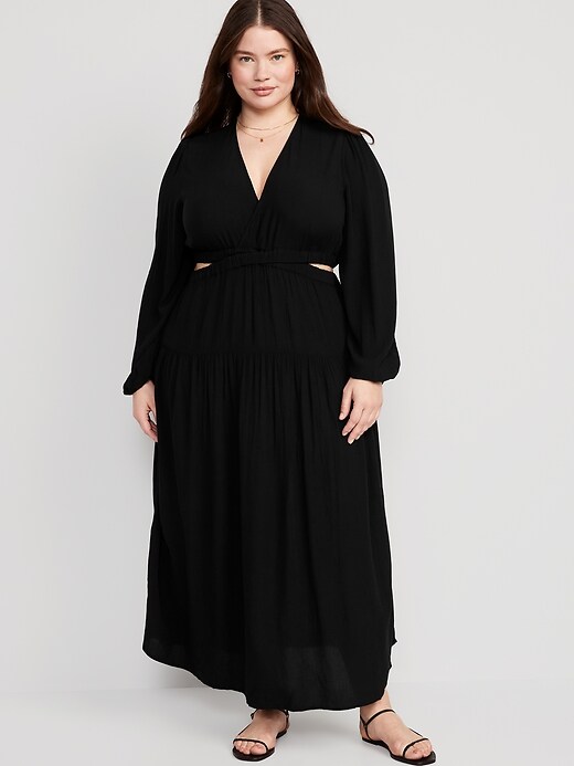 Image number 7 showing, Waist-Defined Crepe Side-Cutout Maxi Dress