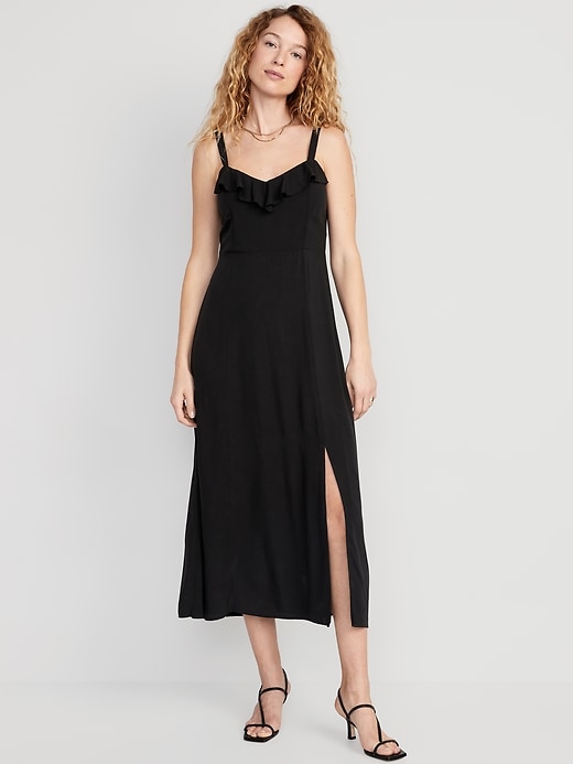 Image number 1 showing, Fit & Flare Ruffle-Trimmed Maxi Cami Dress