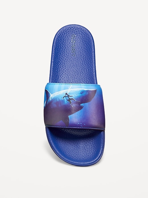 View large product image 2 of 3. Gender-Neutral Faux-Leather Pool Slide Sandals for Kids