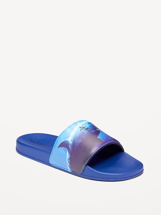View large product image 1 of 3. Gender-Neutral Faux-Leather Pool Slide Sandals for Kids