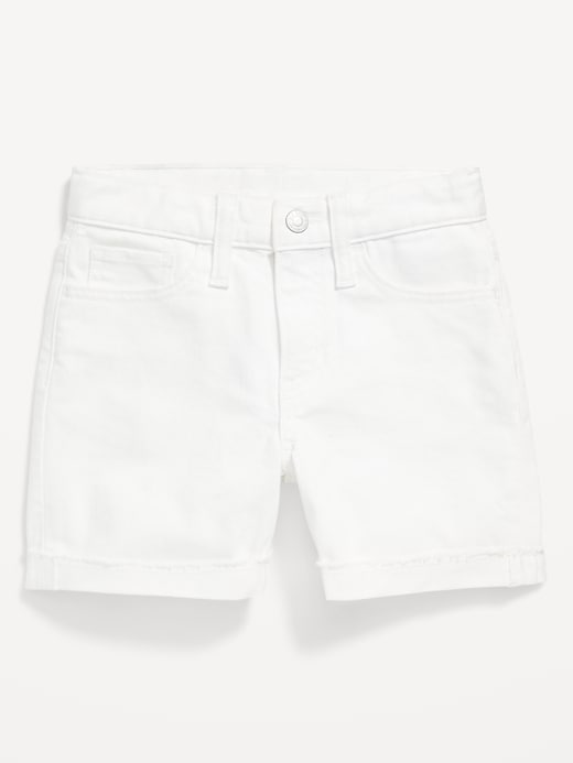 View large product image 1 of 2. High-Waisted Rolled-Cuff Twill Midi Shorts for Girls