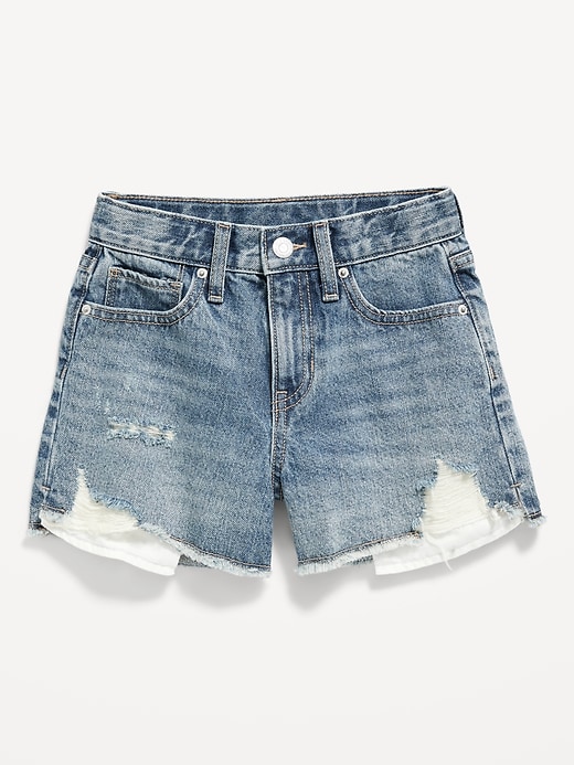 View large product image 1 of 2. High-Waisted Exposed-Pocket Jean Shorts for Girls