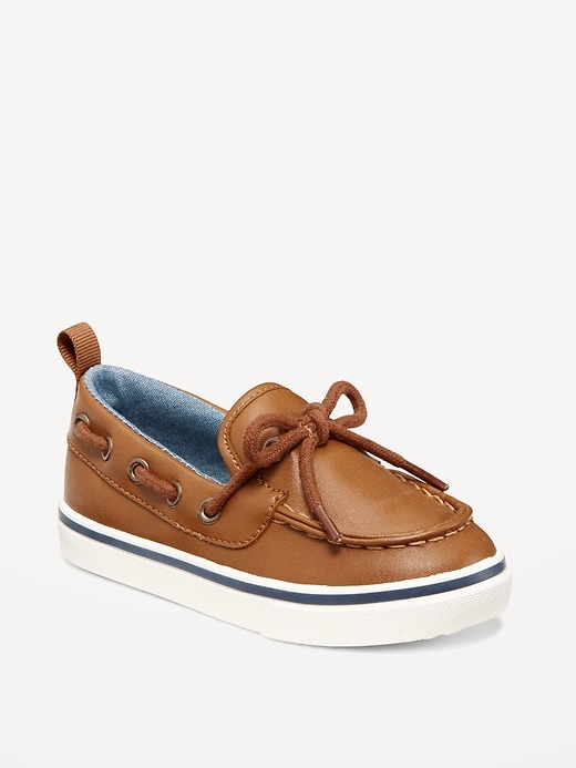 View large product image 1 of 4. Faux-Leather Boat Shoes for Toddler Boys