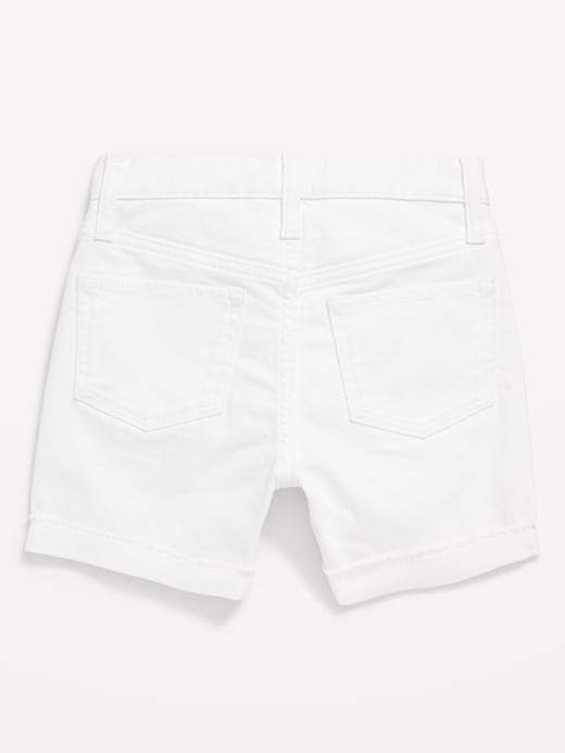 View large product image 2 of 2. High-Waisted Rolled-Cuff Twill Midi Shorts for Girls