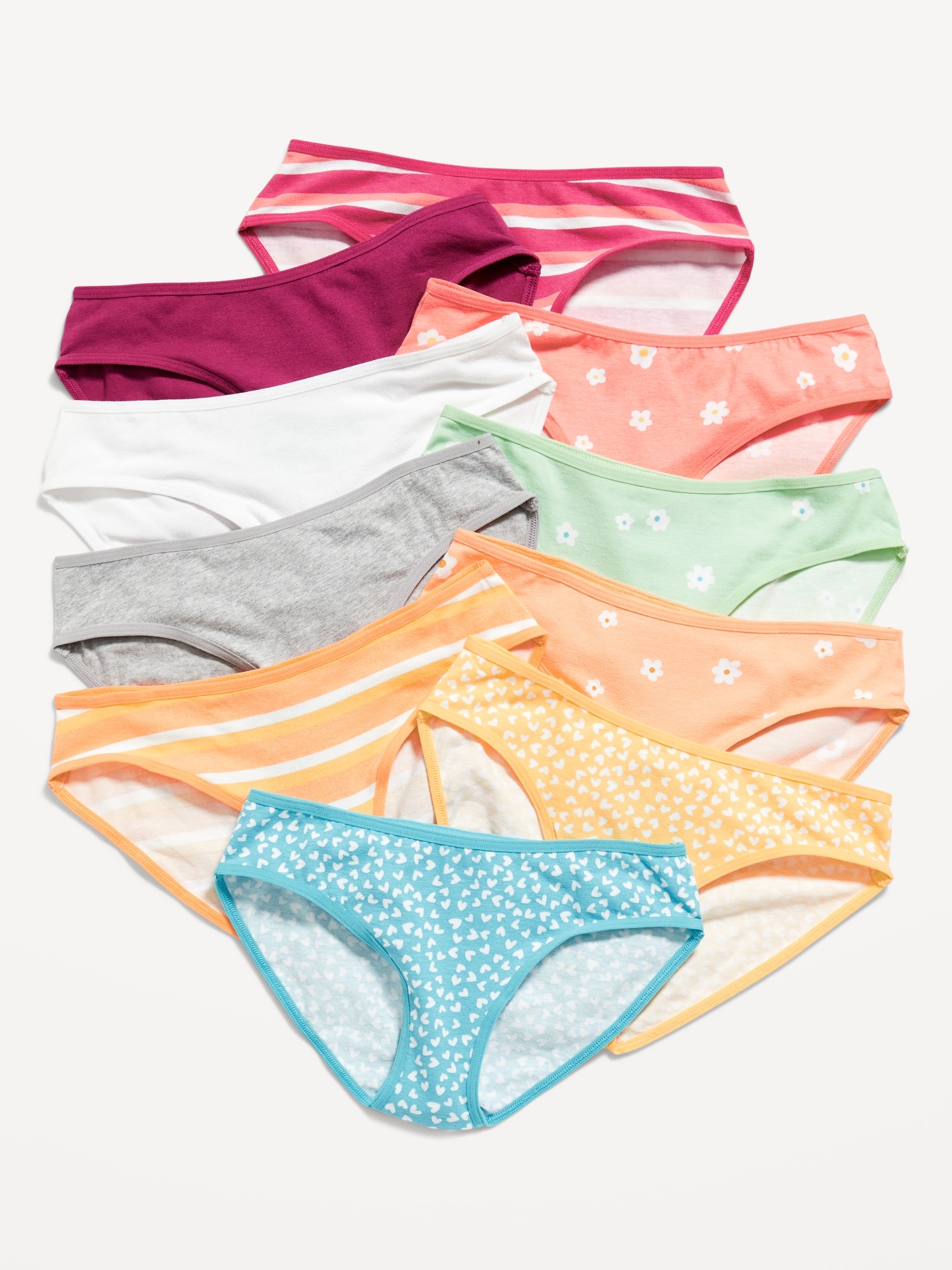 Old Navy Stretch-to-Fit Bikini Underwear 10-Pack for Girls multi. 1