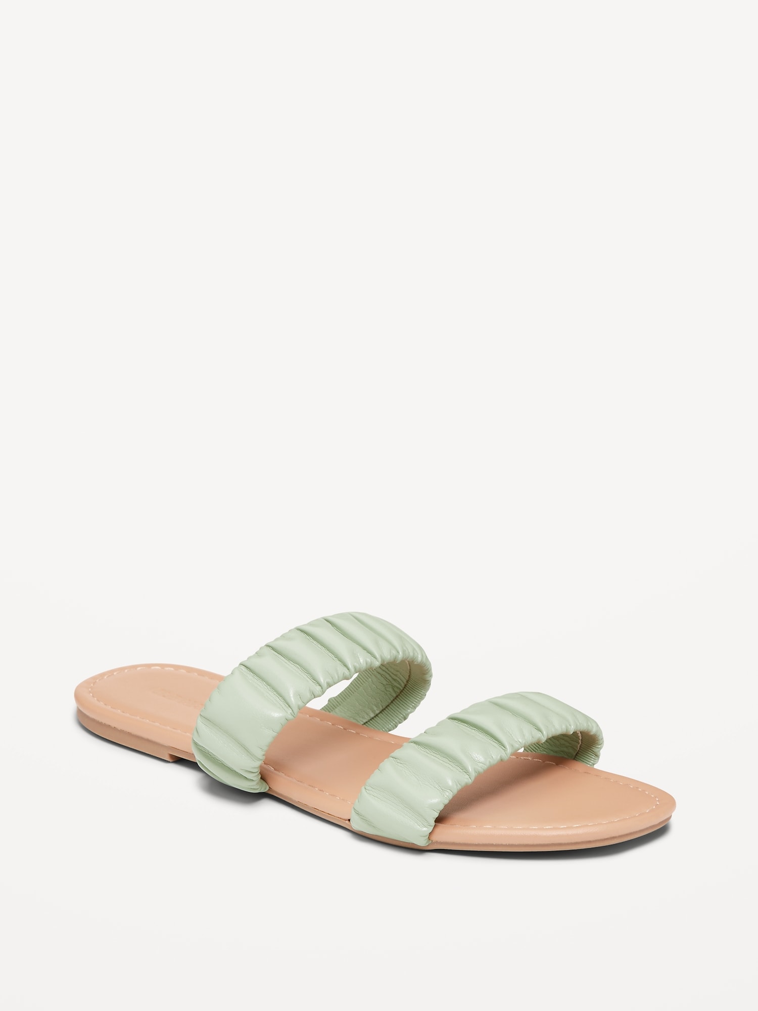 Faux-Leather Ruched Sandals