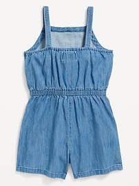 View large product image 3 of 3. Sleeveless Tie-Front Jean Utility Romper for Girls