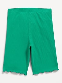 View large product image 4 of 4. Rib-Knit Lettuce-Edged Long Biker Shorts for Girls