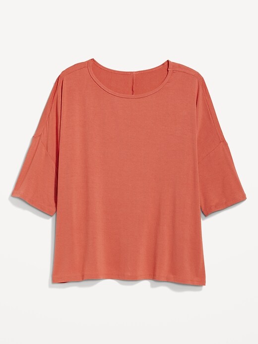 Image number 3 showing, Short-Sleeve Luxe Oversized Cropped T-Shirt for Women