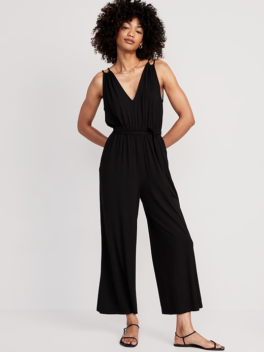 Image number 1 showing, Sleeveless Double-Strap Ankle-Length Jumpsuit