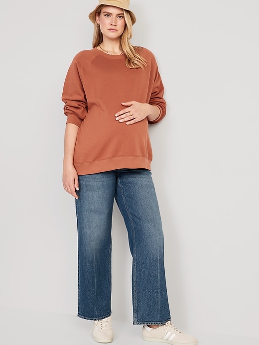 Image number 3 showing, Maternity Front-Low Panel Wide-Leg Jeans