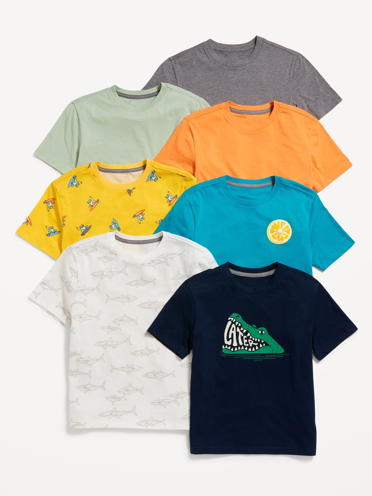 Old Navy Softest Crew-Neck T-Shirt 7-Pack for Boys gray. 1