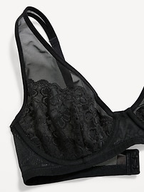 View large product image 3 of 6. Lace-Paneled Mesh Underwire Plunge Bra