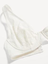 View large product image 3 of 8. Lace-Paneled Mesh Underwire Plunge Bra