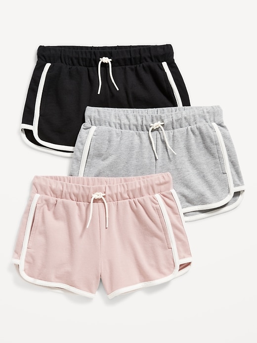 View large product image 1 of 2. French Terry Dolphin-Hem Cheer Shorts 3-Pack for Girls