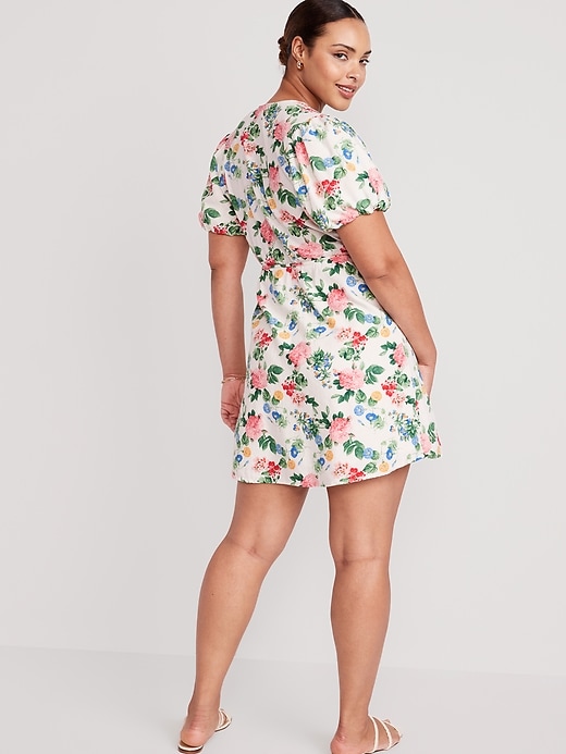 Image number 6 showing, Floral Puff-Sleeve Mini Wrap Dress