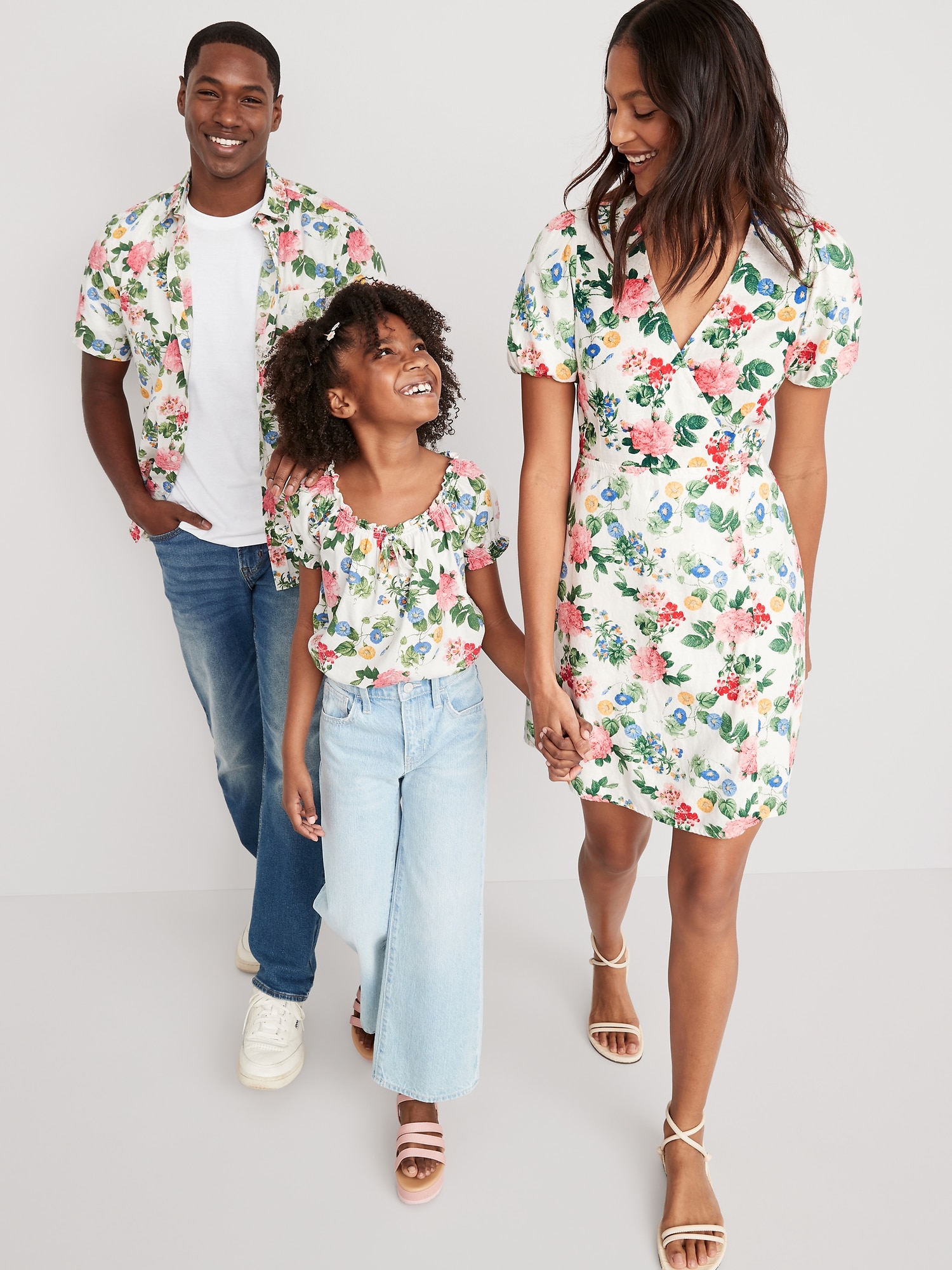 Floral Puff-Sleeve Mini Wrap Dress For Women | Old Navy