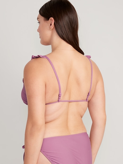 Image number 5 showing, Ruffle-Trimmed Triangle String Bikini Swim Top