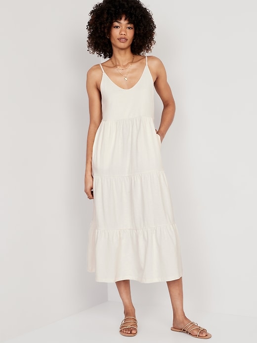 Tie-Back Tiered Midi Swing Dress | Old Navy