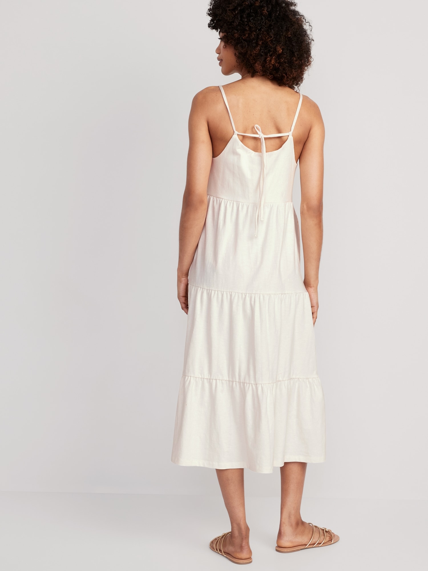 Tie-Back Tiered Midi Swing Dress