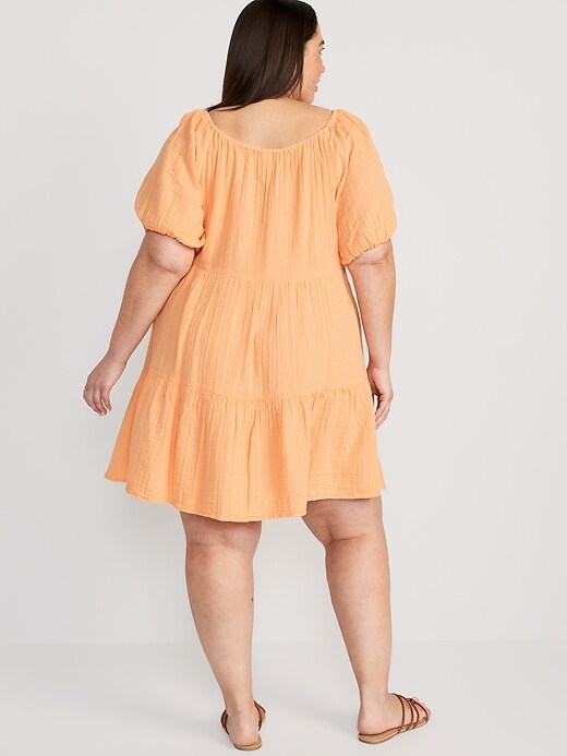 Puff-Sleeve Tiered Mini Swing Dress | Old Navy