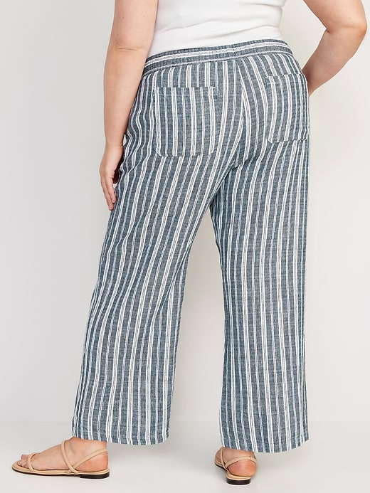 High-Waisted Striped Linen-Blend Wide-Leg Pants for Women | Old Navy