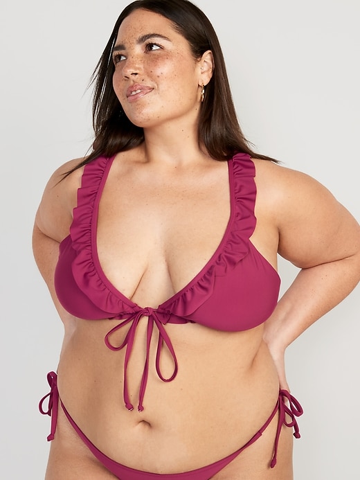 Image number 7 showing, Ruffle-Trimmed Triangle String Bikini Swim Top