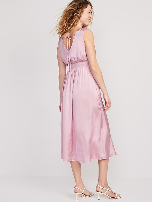 Image number 2 showing, Waist-Defined Tie-Back Satin Maxi Dress