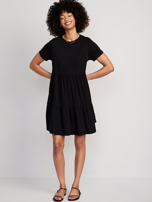 Image number 1 showing, Tiered Mini Swing T-Shirt Dress