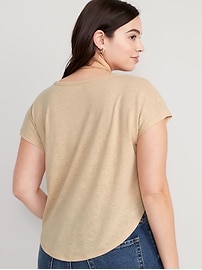 Linen-Blend Cropped Voop-Neck T-Shirt | Old Navy