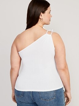 Fitted One-Shoulder Rib-Knit Double Tie-Strap Top | Old Navy
