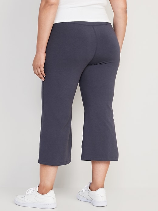 WHLBF Women's Plus Size Yoga Pants Solid Span High Waist Wide Leg Trousers  Yoga Pants Capris Purple 8(L)