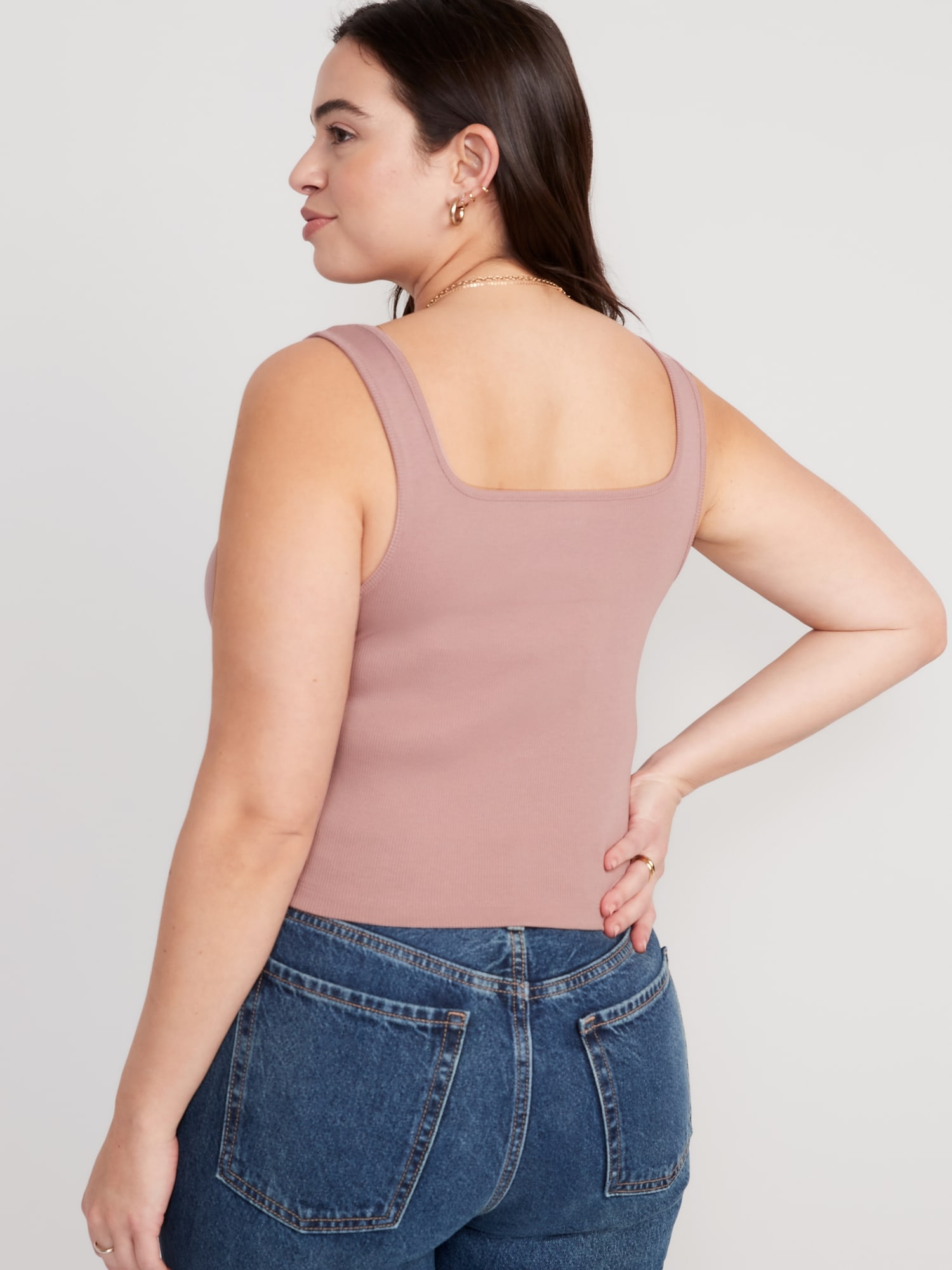 Fitted SquareNeck UltraCropped RibKnit Tank Top for Women Old Navy