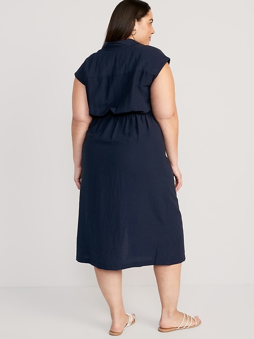 Image number 8 showing, Waist-Defined Twist-Front Midi Shirt Dress
