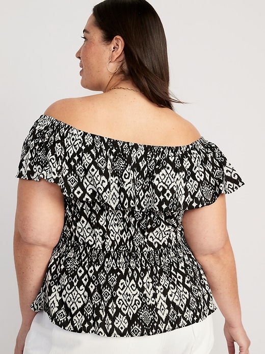 Smocked off the shoulder top sales plus size