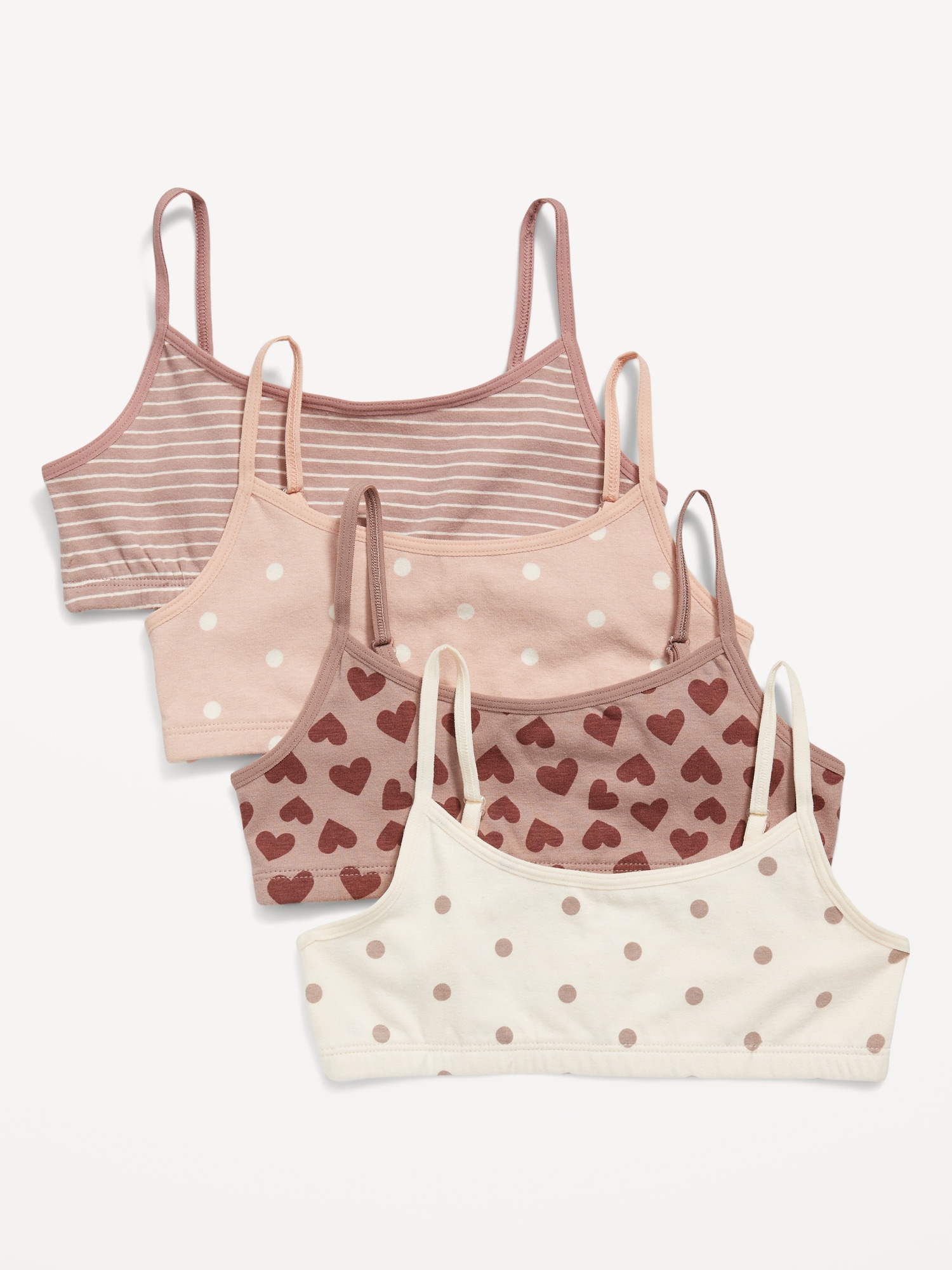 Stretch-to-Fit Patterned Cami Bra 4-Pack for Girls