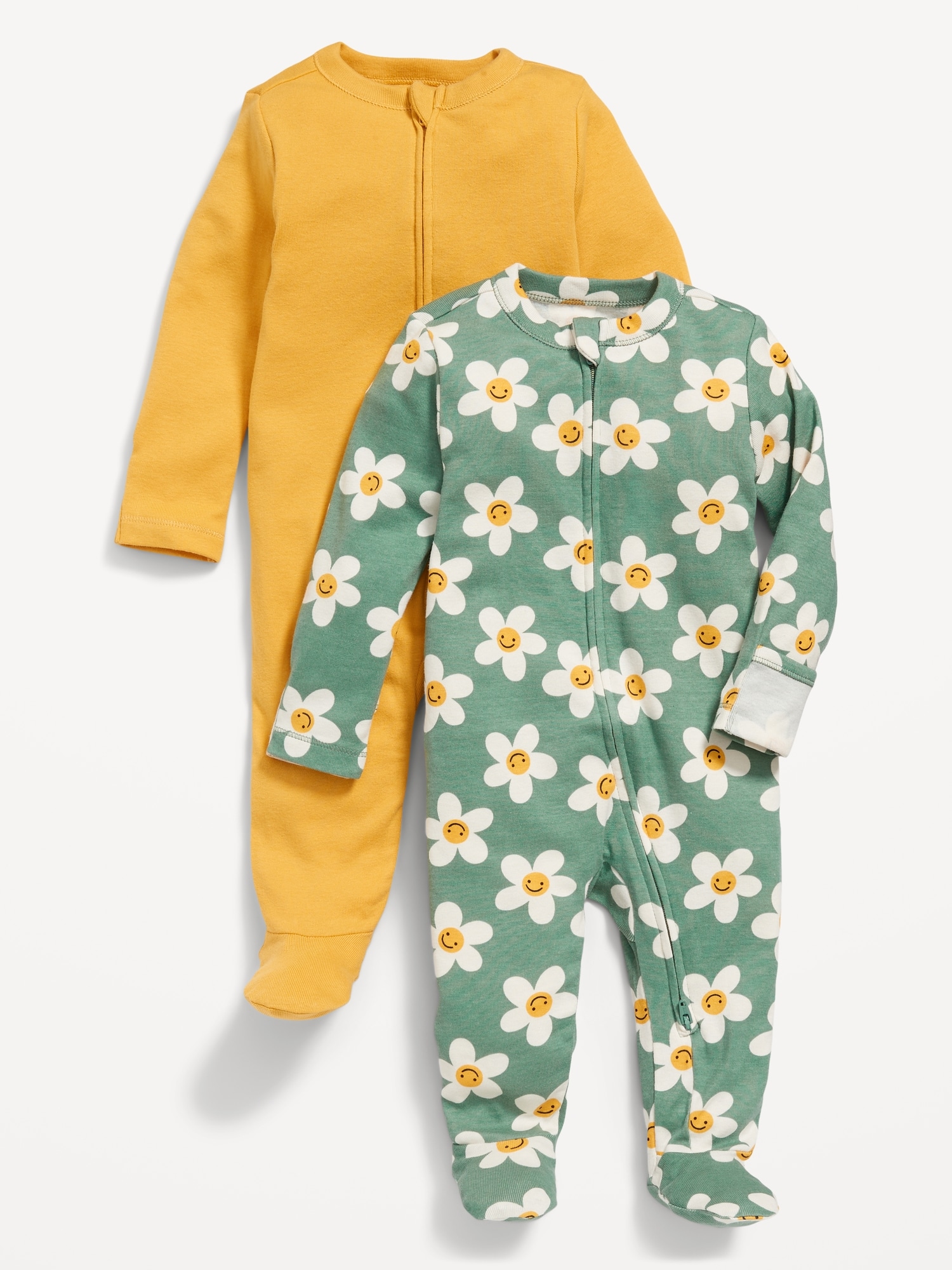 Old Navy Unisex Sleep & Play 2-Way-Zip Footed One-Piece 2-Pack for Baby multi. 1