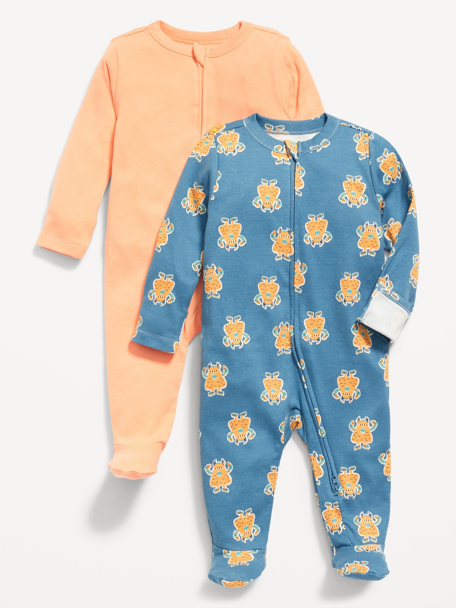 Old Navy Unisex Sleep & Play 2-Way-Zip Footed One-Piece 2-Pack for Baby multi. 1
