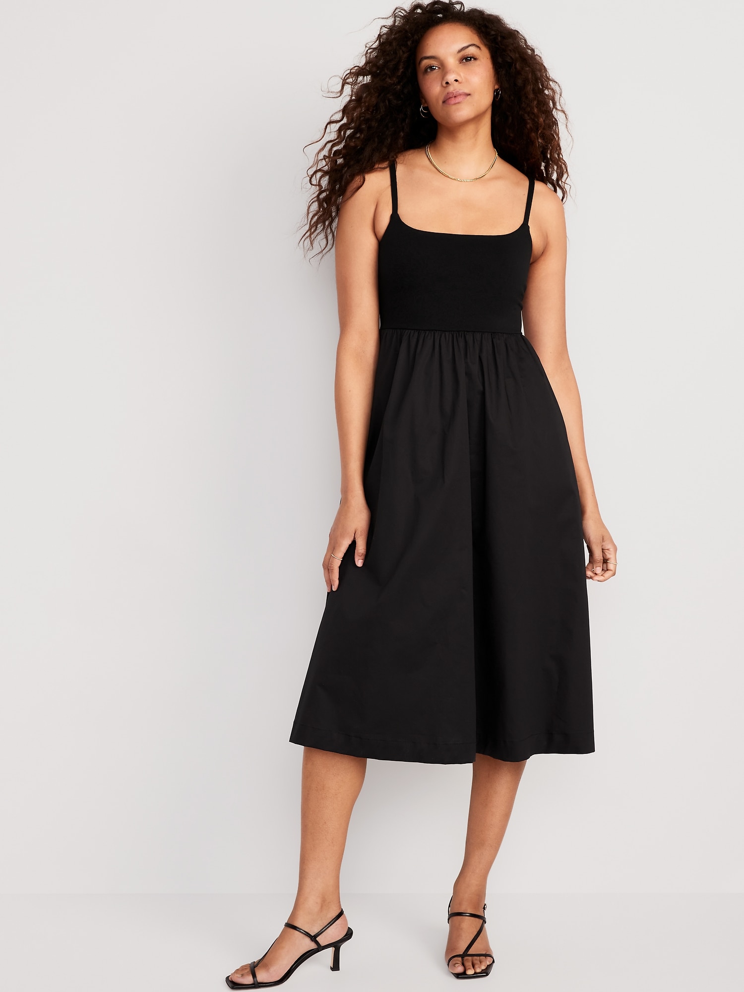 Old Navy Fit & Flare Combination Midi Cami Dress for Women black. 1