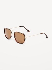 View large product image 3 of 3. Tortoise Wire-Frame Aviator Sunglasses