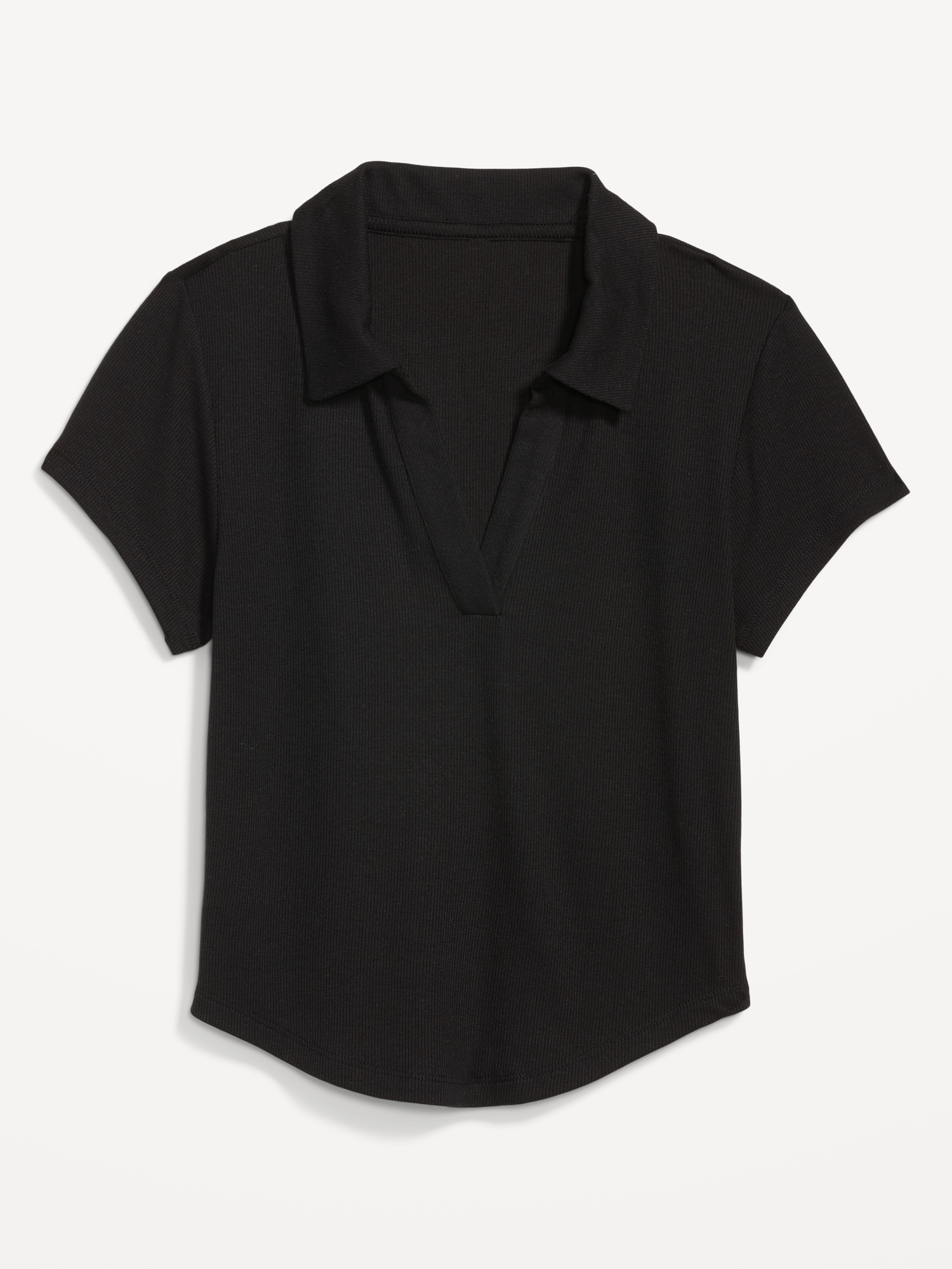 UltraLite Rib-Knit Cropped Polo Shirt for Women