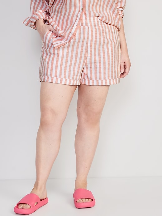 Image number 7 showing, Matching High-Waisted Striped Linen-Blend Shorts -- 3.5-inch inseam