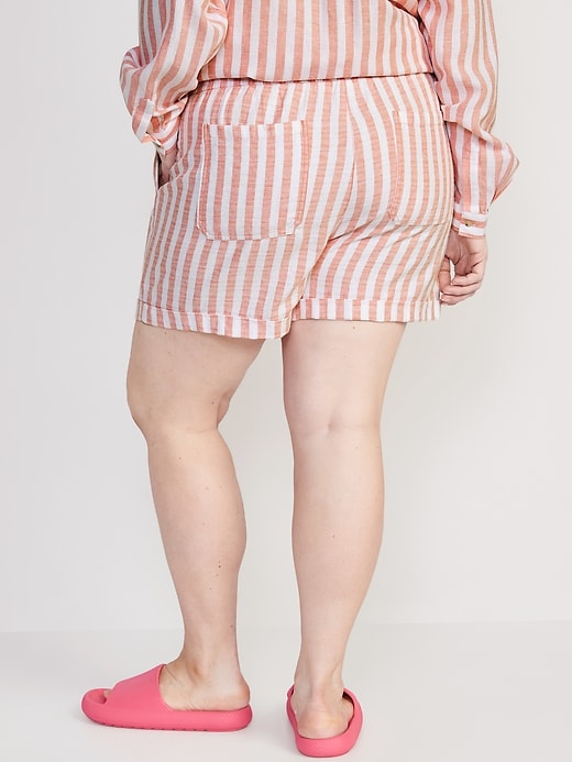 Image number 8 showing, Matching High-Waisted Striped Linen-Blend Shorts -- 3.5-inch inseam