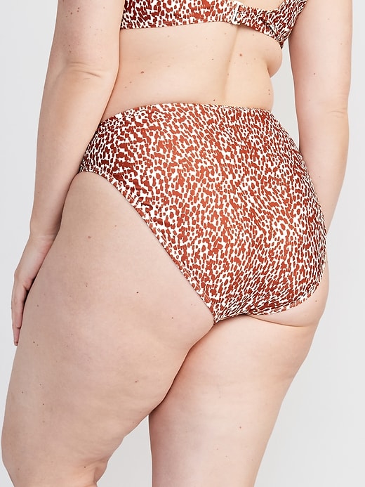 Image number 8 showing, Mid-Rise Printed O-Ring French-Cut Bikini Swim Bottoms