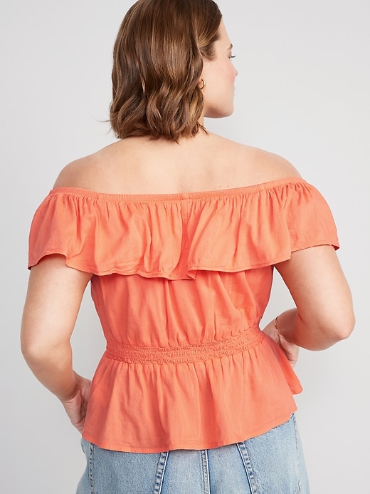 Image number 6 showing, Off-The-Shoulder Waist-Defined Smocked Blouse