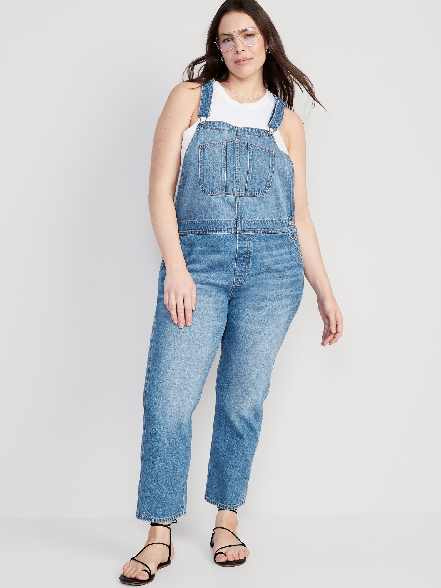 Slouchy Straight Ankle-Length Jean Overalls for Women | Old Navy